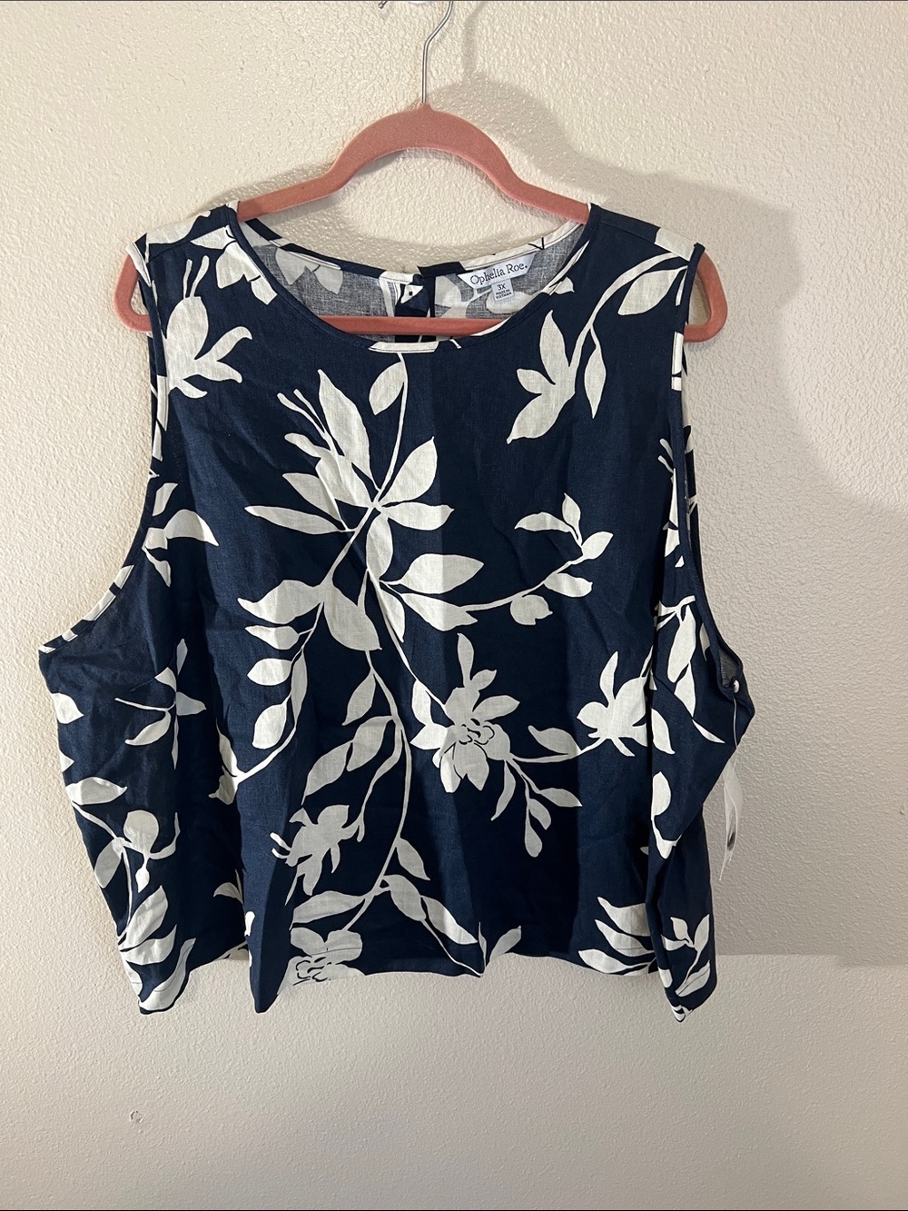 Floral Navy Cold-Shoulder Tank Top
